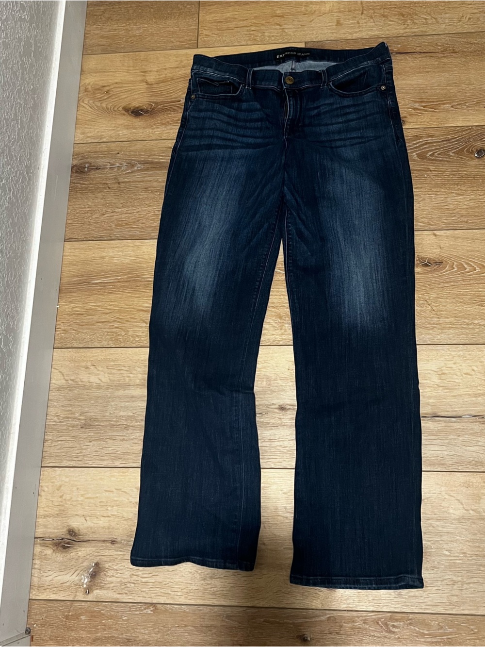 Express Dark Indigo Flare Jeans for Women